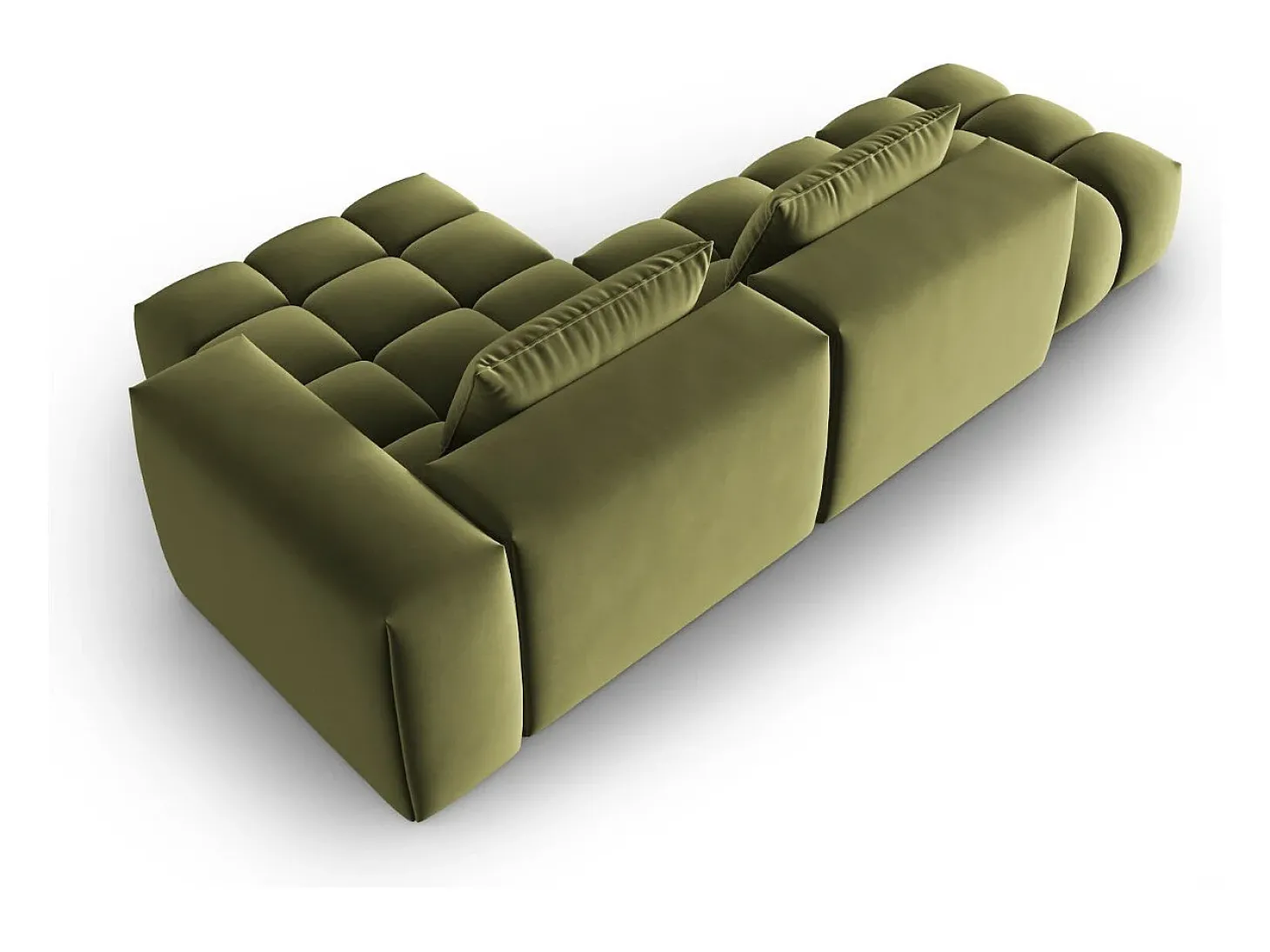 CXL by Christian Lacroix - Sofá modular de canto direito "Lorella" 4 lugares em veludo verde claro - 265x145x70cm