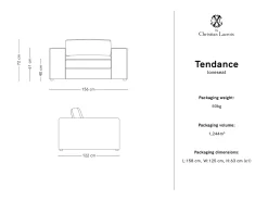 CXL by Christian Lacroix - Sofá "Tendance" 1,5 lugares em tecido estrutural castanho claro - 156x122x72cm
