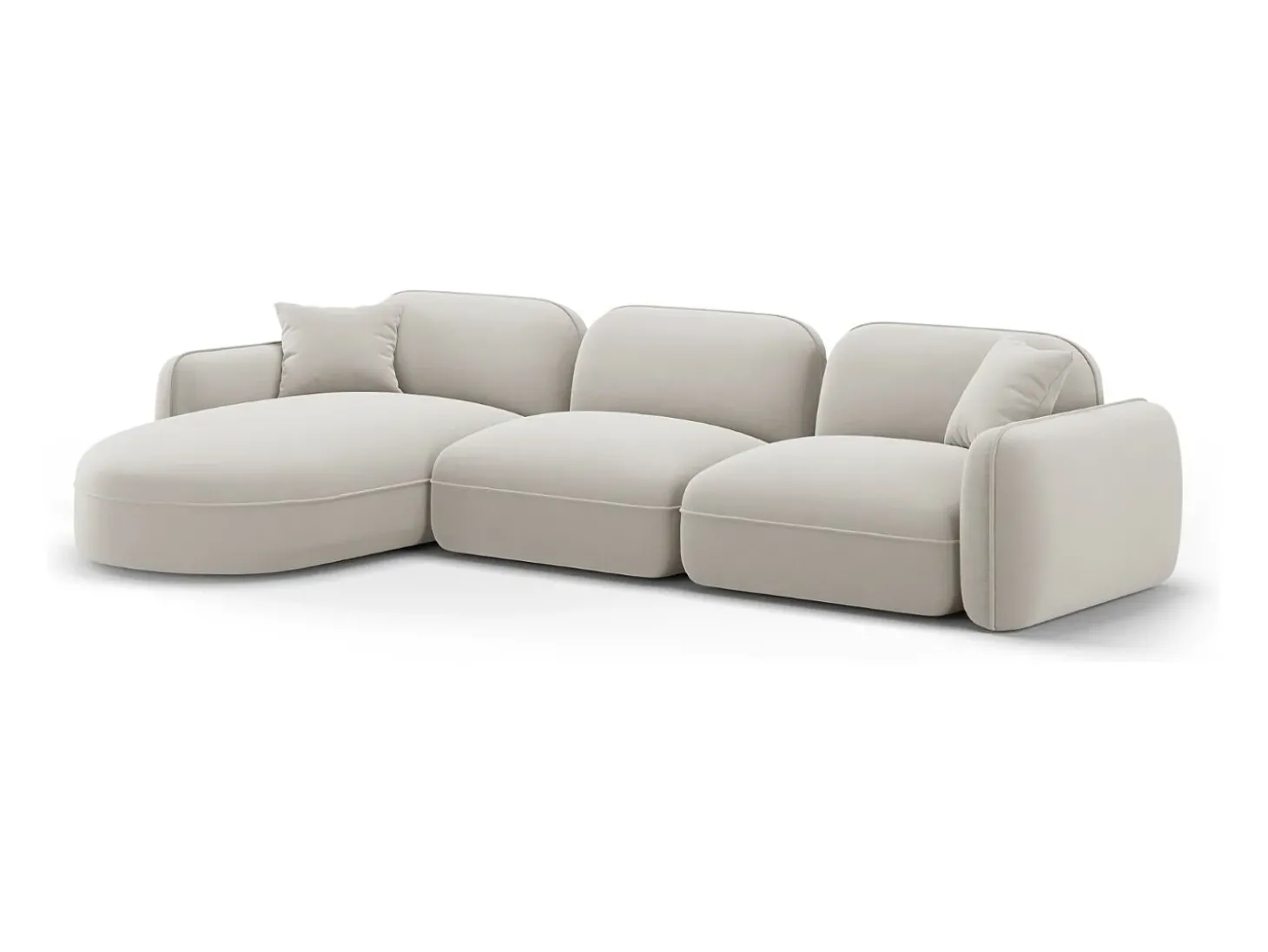 CXL by Christian Lacroix - Sofá modular de canto esquerdo "Lucien" 4 lugares em veludo bege claro - 320x165x70cm