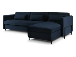CXL by Christian Lacroix - Sofá-cama de canto direito "Yanis" 5 lugares em veludo azul real - 280x170x80cm