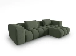 CXL by Christian Lacroix - Sofá modular de canto direito "Lorella" 3 lugares em tecido estrutural verde oliva escuro - 260x145x70cm
