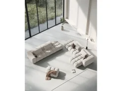 CXL by Christian Lacroix - Sofá modular de canto direito "Lorella" 4 lugares em tecido estrutural bege - 265x145x70cm