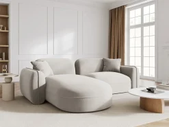 CXL by Christian Lacroix - Sofá modular de canto esquerdo "Lucien" 3 lugares em veludo bege claro - 230x165x70cm