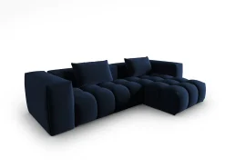 CXL by Christian Lacroix - Sofá modular de canto direito "Lorella" 3 lugares em veludo azul real - 260x145x70cm