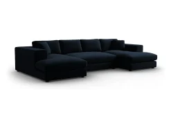 CXL by Christian Lacroix - Sofá panorâmico "Tendance" 5 lugares em veludo azul escuro - 344x170x72cm
