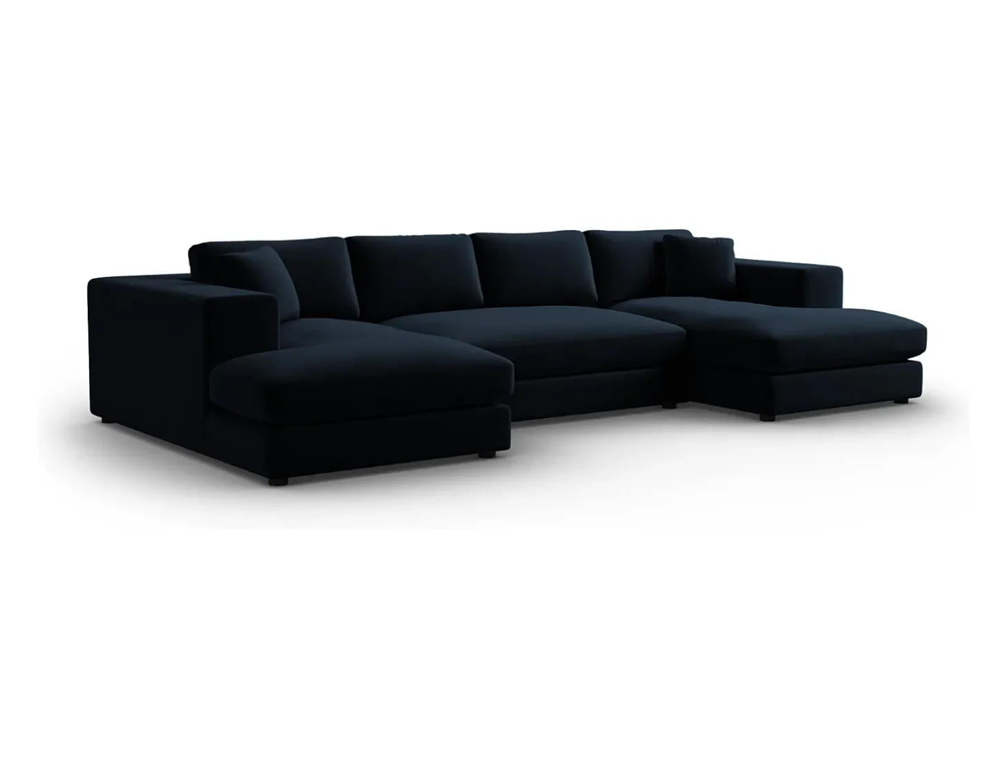 CXL by Christian Lacroix - Sofá panorâmico "Tendance" 5 lugares em veludo azul escuro - 344x170x72cm