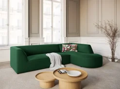 CXL by Christian Lacroix - Sofá de canto direito "Charles" 4 lugares em veludo verde - 273x180x69cm