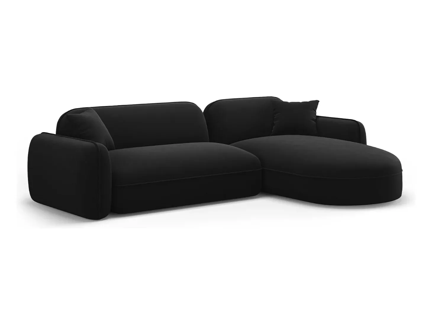 CXL by Christian Lacroix - Sofá modular de canto direito "Lucien" 4 lugares em veludo preto - 275x165x70cm