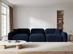 CXL by Christian Lacroix - Sofá modular "Lucien" 4 lugares em veludo azul real - 320x90x70cm