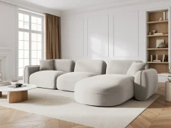 CXL by Christian Lacroix - Sofá modular de canto direito "Lucien" 4 lugares em veludo bege claro - 320x165x70cm