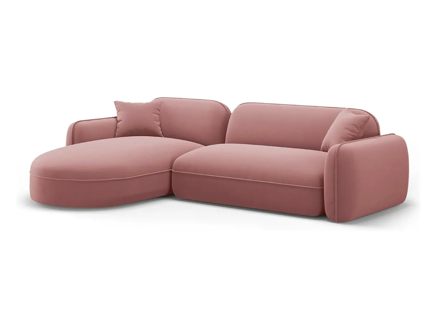 CXL by Christian Lacroix - Sofá modular de canto esquerdo "Lucien" 4 lugares em veludo salmão - 275x165x70cm