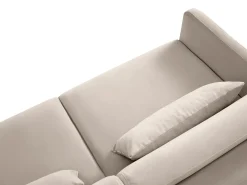 CXL by Christian Lacroix - Sofá-cama de canto direito "Yanis" 4 lugares em veludo bege - 260x170x80cm