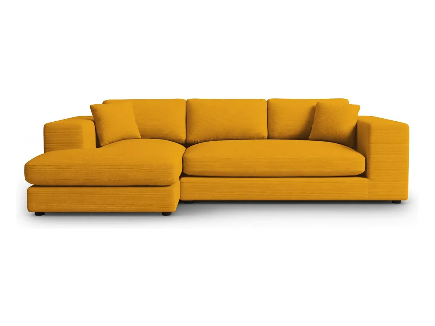 CXL by Christian Lacroix - Sofá de canto esquerdo "Tendance" 5 lugares em veludo cotelê amarelo - 282x174x72cm