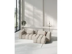 CXL by Christian Lacroix - Sofá modular de canto direito "Lorella" 3 lugares em tecido estrutural areia - 260x145x70cm