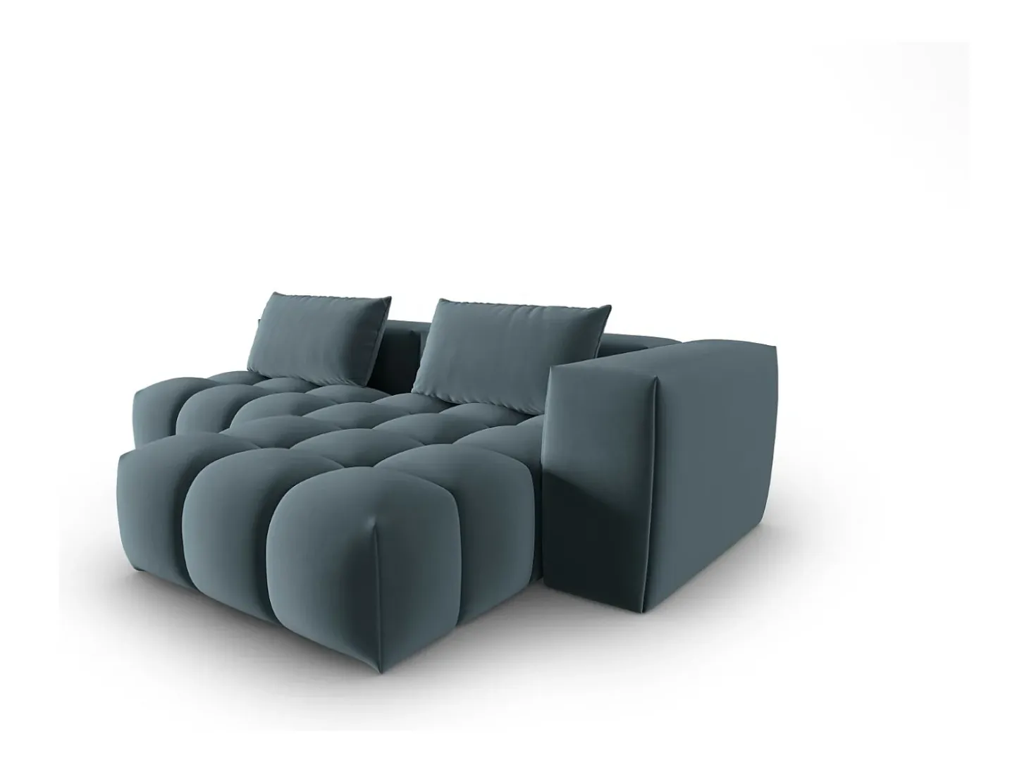 CXL by Christian Lacroix - Sofá modular de canto direito "Lorella" 3 lugares em veludo azul pastel - 205x145x70cm