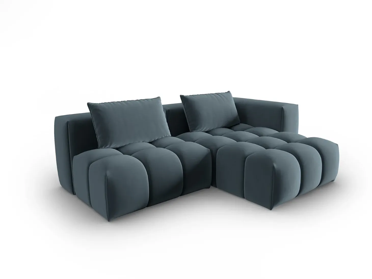 CXL by Christian Lacroix - Sofá modular de canto direito "Lorella" 3 lugares em veludo azul pastel - 205x145x70cm