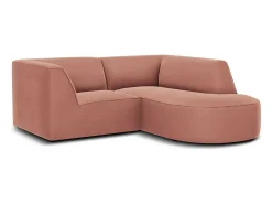 CXL by Christian Lacroix - Sofá de canto direito "Charles" 3 lugares em veludo rosa - 186x180x69cm