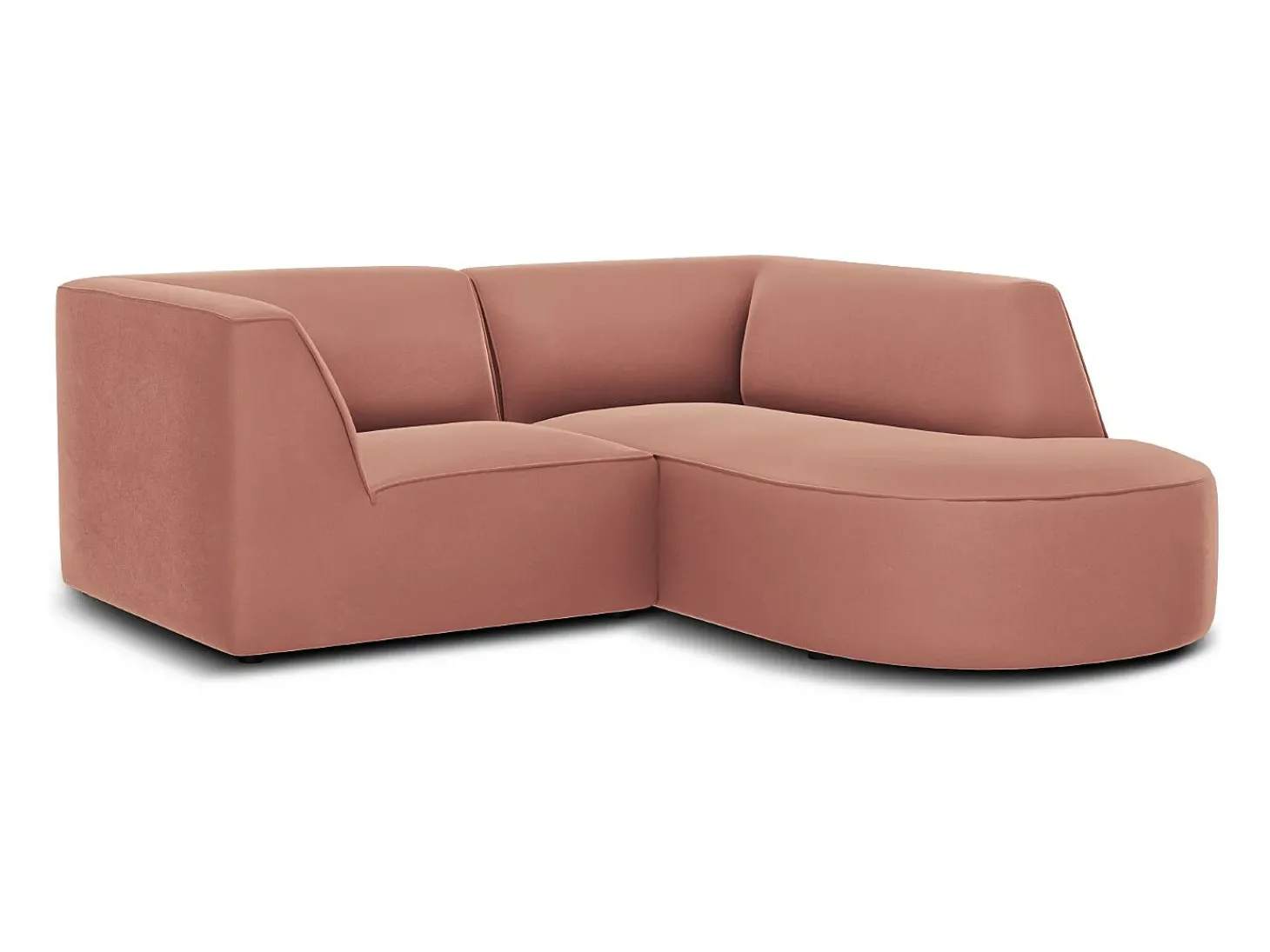 CXL by Christian Lacroix - Sofá de canto direito "Charles" 3 lugares em veludo rosa - 186x180x69cm