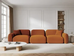 CXL by Christian Lacroix - Sofá modular "Lucien" 4 lugares em veludo terracota - 320x90x70cm