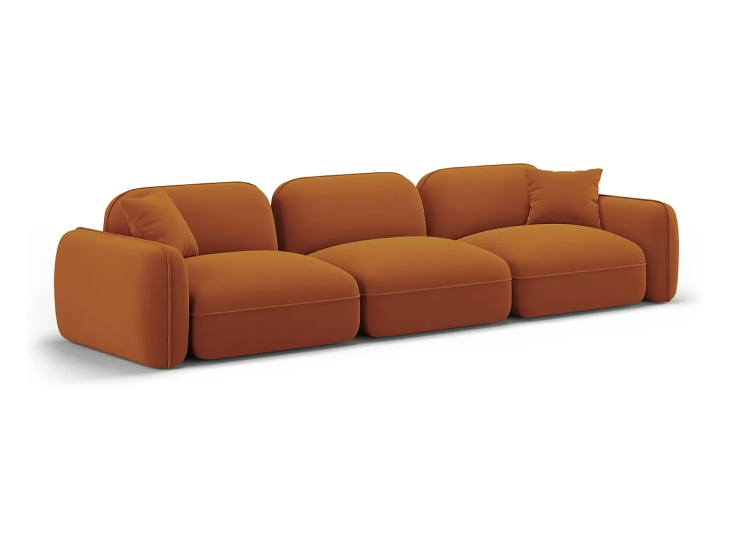 CXL by Christian Lacroix - Sofá modular "Lucien" 4 lugares em veludo terracota - 320x90x70cm