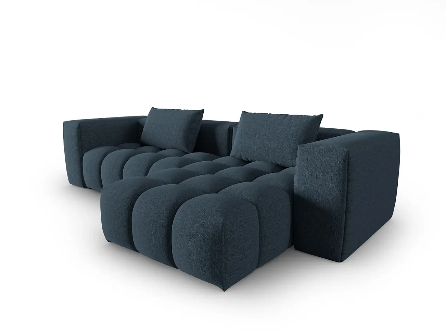 CXL by Christian Lacroix - Sofá modular de canto direito "Lorella" 3 lugares em tecido estrutural azul escuro - 260x145x70cm