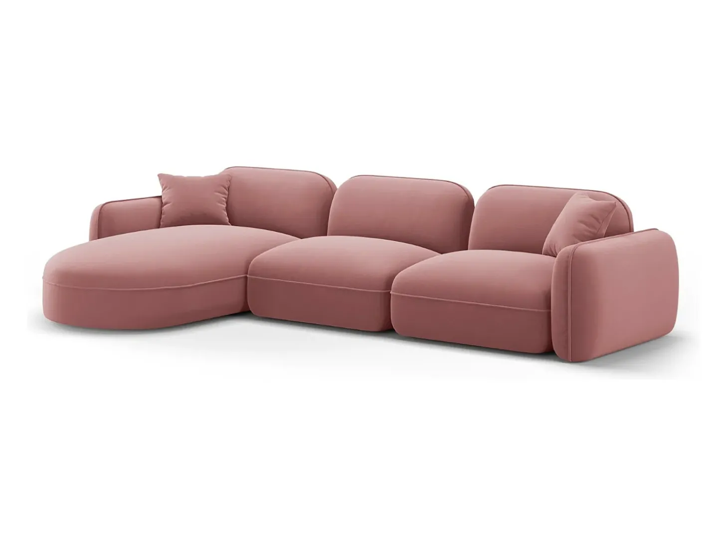 CXL by Christian Lacroix - Sofá modular de canto esquerdo "Lucien" 4 lugares em veludo salmão - 320x165x70cm