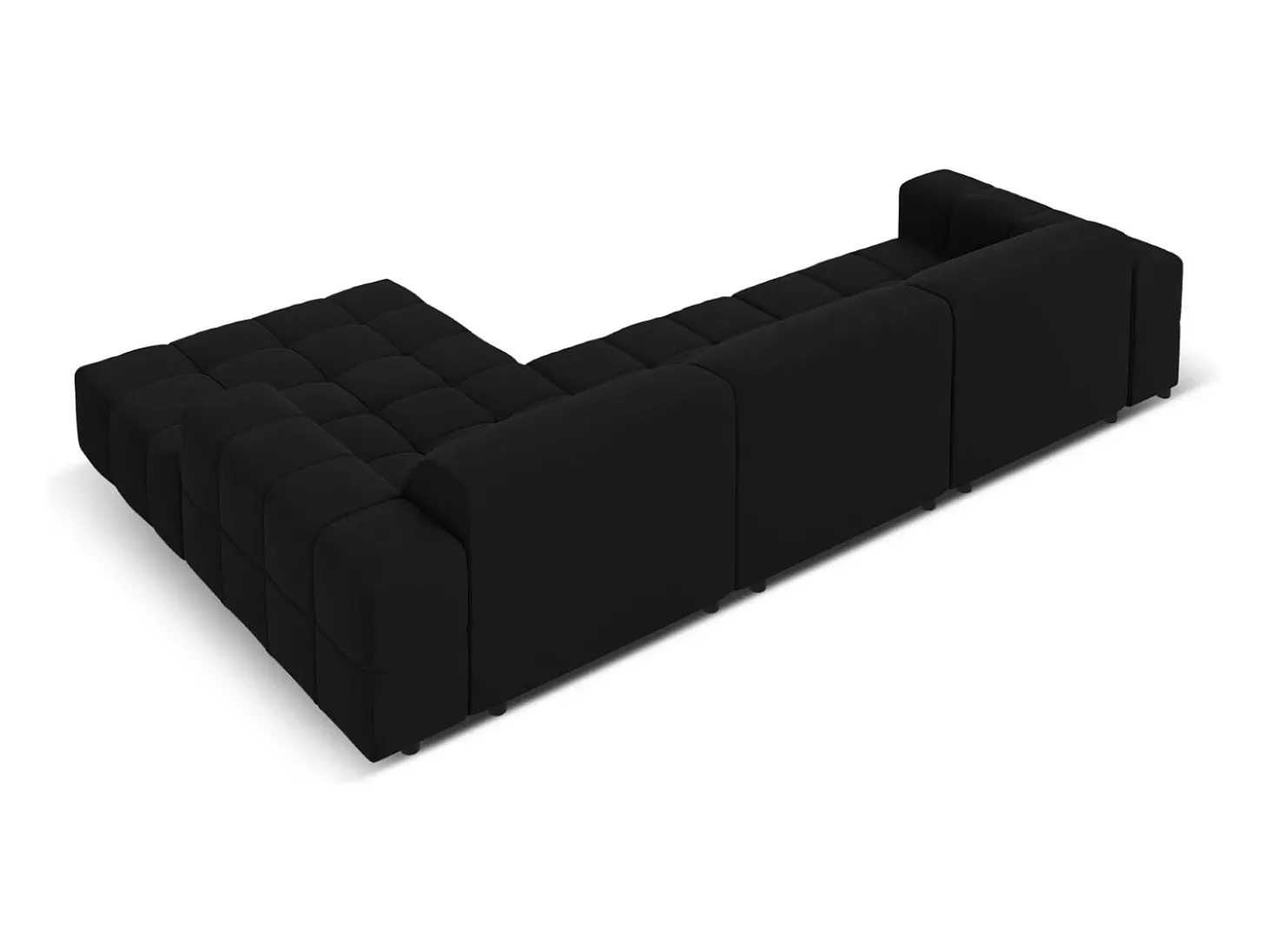 CXL by Christian Lacroix - Sofá de canto direito "Luc" 4 lugares em veludo preto - 284x166x70cm