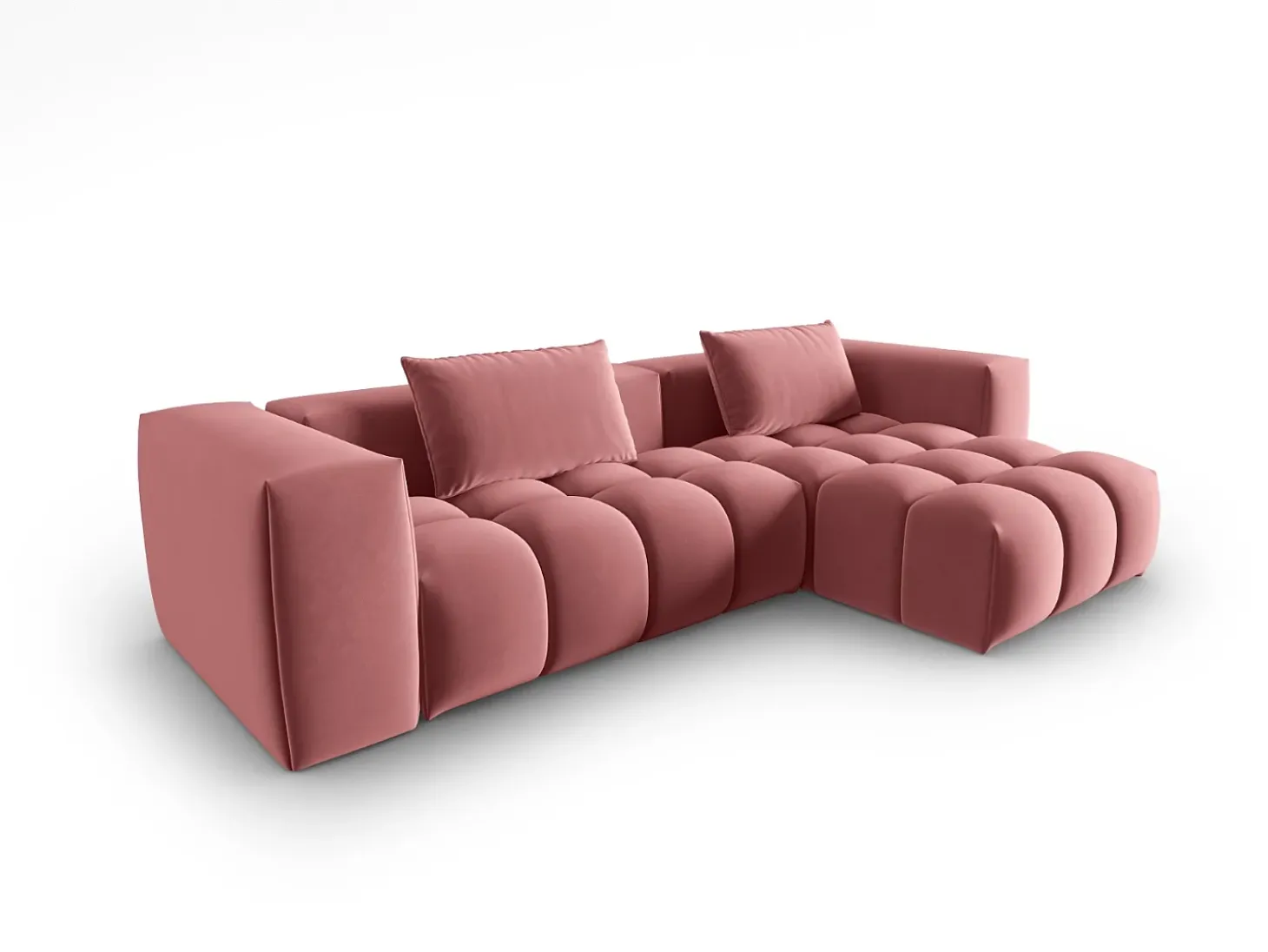 CXL by Christian Lacroix - Sofá modular de canto direito "Lorella" 3 lugares em veludo salmão - 260x145x70cm