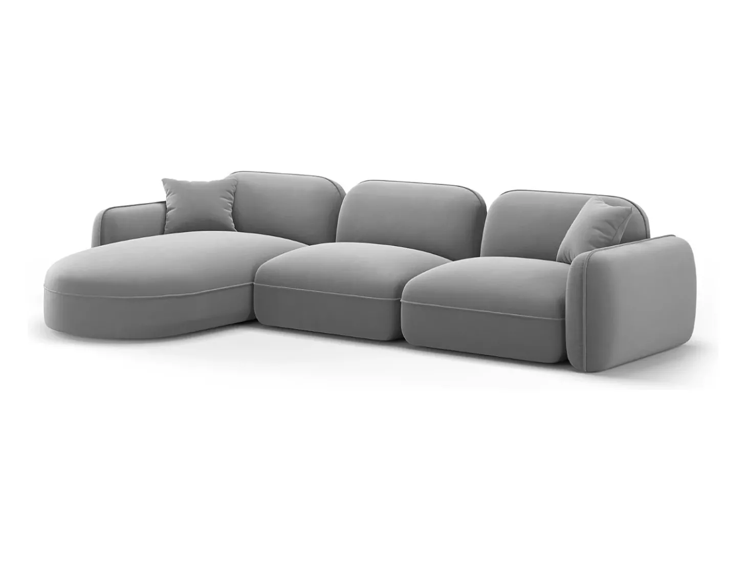 CXL by Christian Lacroix - Sofá modular de canto esquerdo "Lucien" 4 lugares em veludo cinza claro - 320x165x70cm