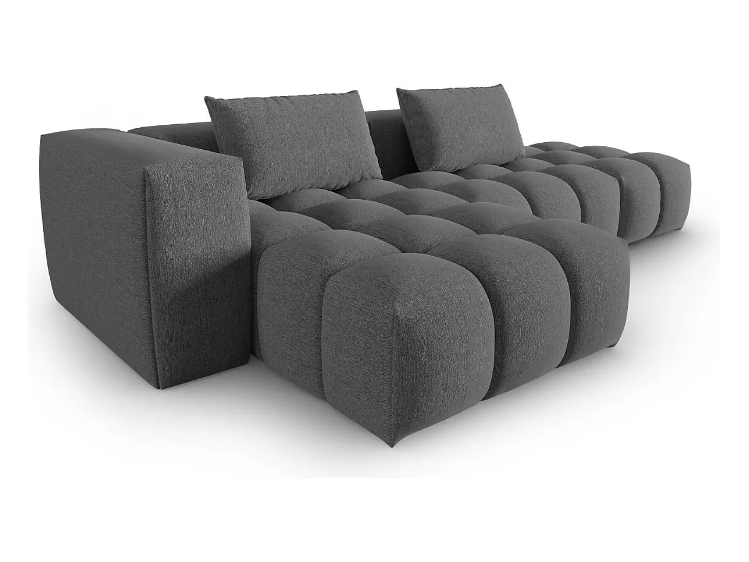 CXL by Christian Lacroix - Sofá modular de canto esquerdo "Lorella" 4 lugares em tecido estrutural cinza - 265x145x70cm