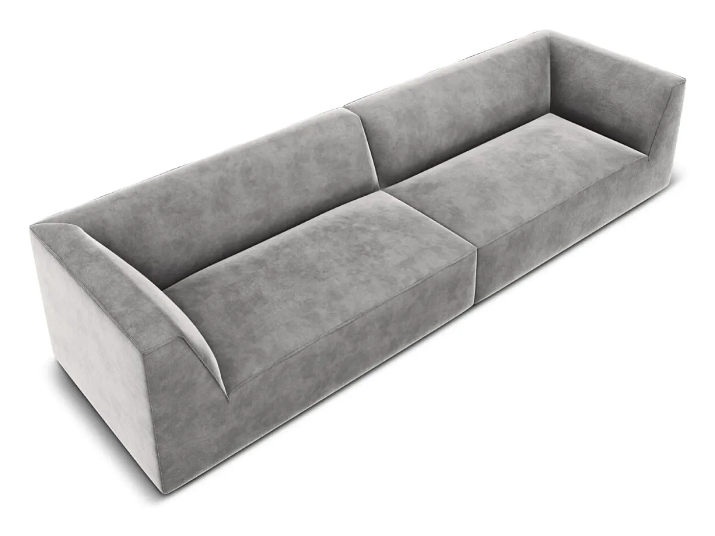 CXL by Christian Lacroix - Sofá "Charles" 4 lugares em veludo cinza claro - 302x93x69cm