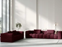 CXL by Christian Lacroix - Sofá modular "Lorella" 3 lugares em tecido estrutural bordeaux - 230x85x70cm