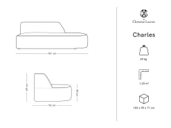 CXL by Christian Lacroix - Sofá modular direito "Charles" 2 lugares em veludo petróleo escuro - 181x93x69cm