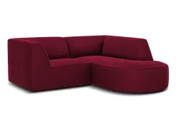 CXL by Christian Lacroix - Sofá de canto direito "Charles" 3 lugares em veludo vermelho - 186x180x69cm