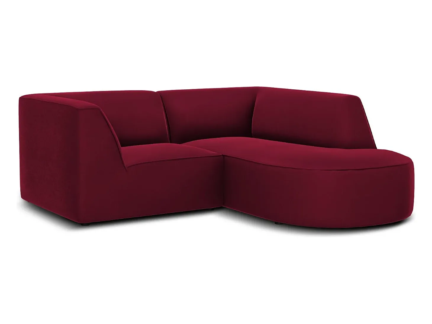 CXL by Christian Lacroix - Sofá de canto direito "Charles" 3 lugares em veludo vermelho - 186x180x69cm