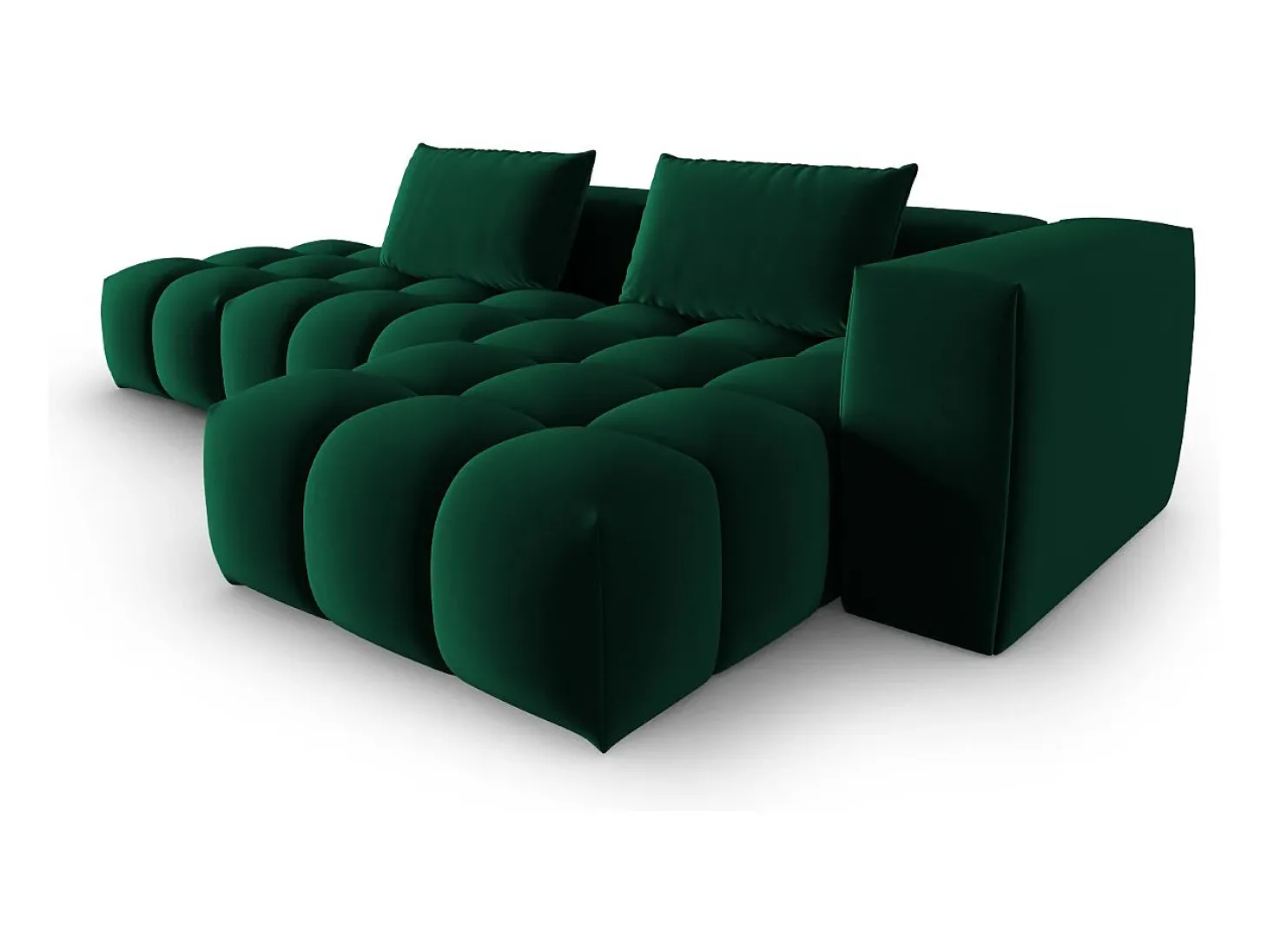 CXL by Christian Lacroix - Sofá modular de canto direito "Lorella" 4 lugares em veludo verde garrafa - 265x145x70cm