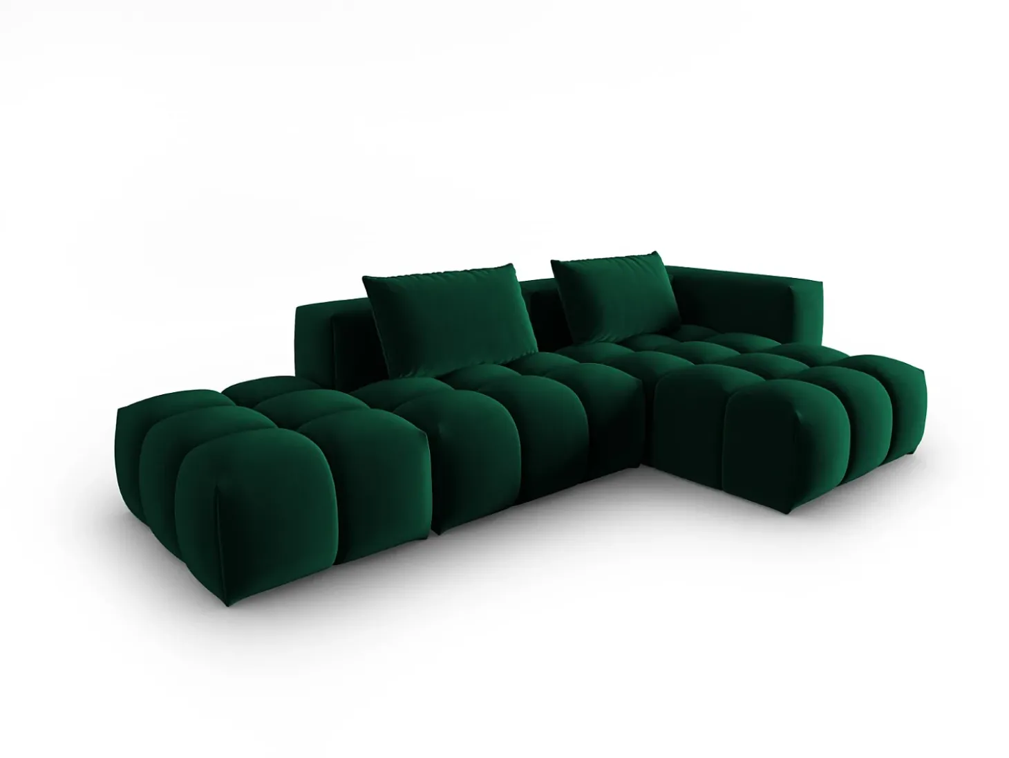 CXL by Christian Lacroix - Sofá modular de canto direito "Lorella" 4 lugares em veludo verde garrafa - 265x145x70cm