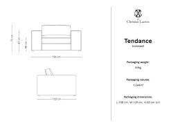 CXL by Christian Lacroix - Sofá "Tendance" 1,5 lugares em tecido estrutural cinza - 156x122x72cm