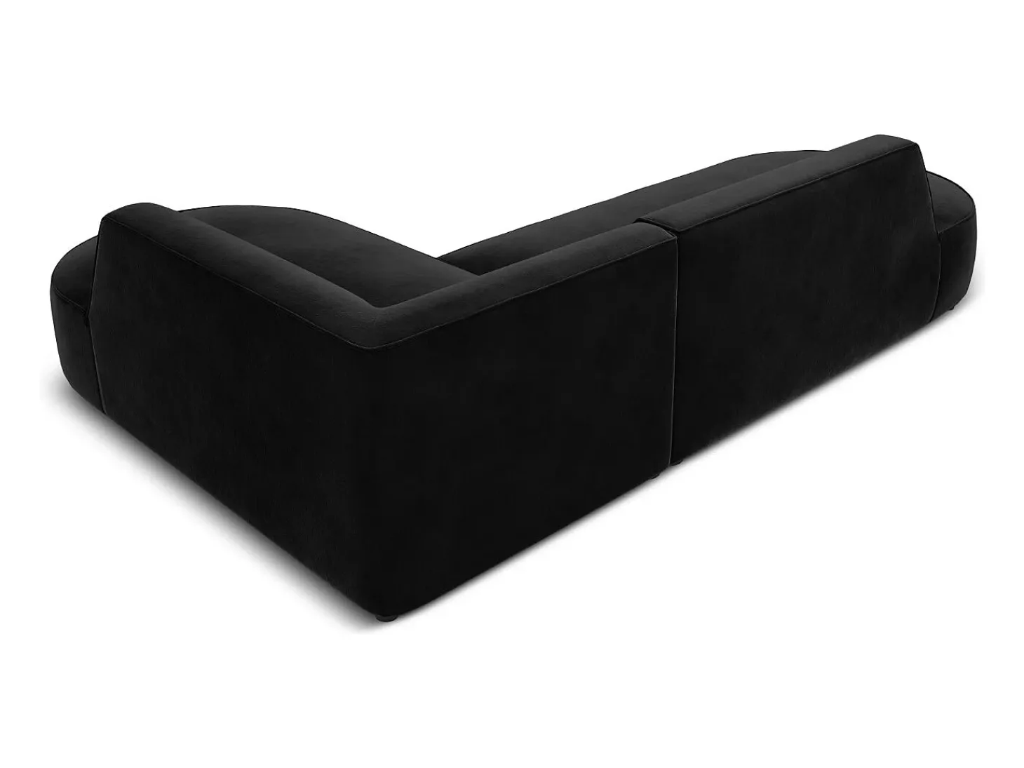 CXL by Christian Lacroix - Sofá de canto direito "Charles" 4 lugares em veludo preto - 273x180x69cm