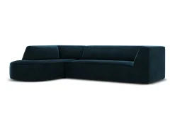 CXL by Christian Lacroix - Sofá de canto esquerdo "Charles" 4 lugares em veludo petróleo escuro - 273x180x69cm