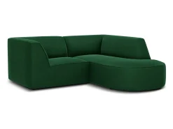 CXL by Christian Lacroix - Sofá de canto direito "Charles" 3 lugares em veludo verde - 186x180x69cm