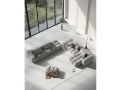CXL by Christian Lacroix - Sofá modular direito "Lorella" 3 lugares em tecido estrutural bege escuro - 265x85x70cm