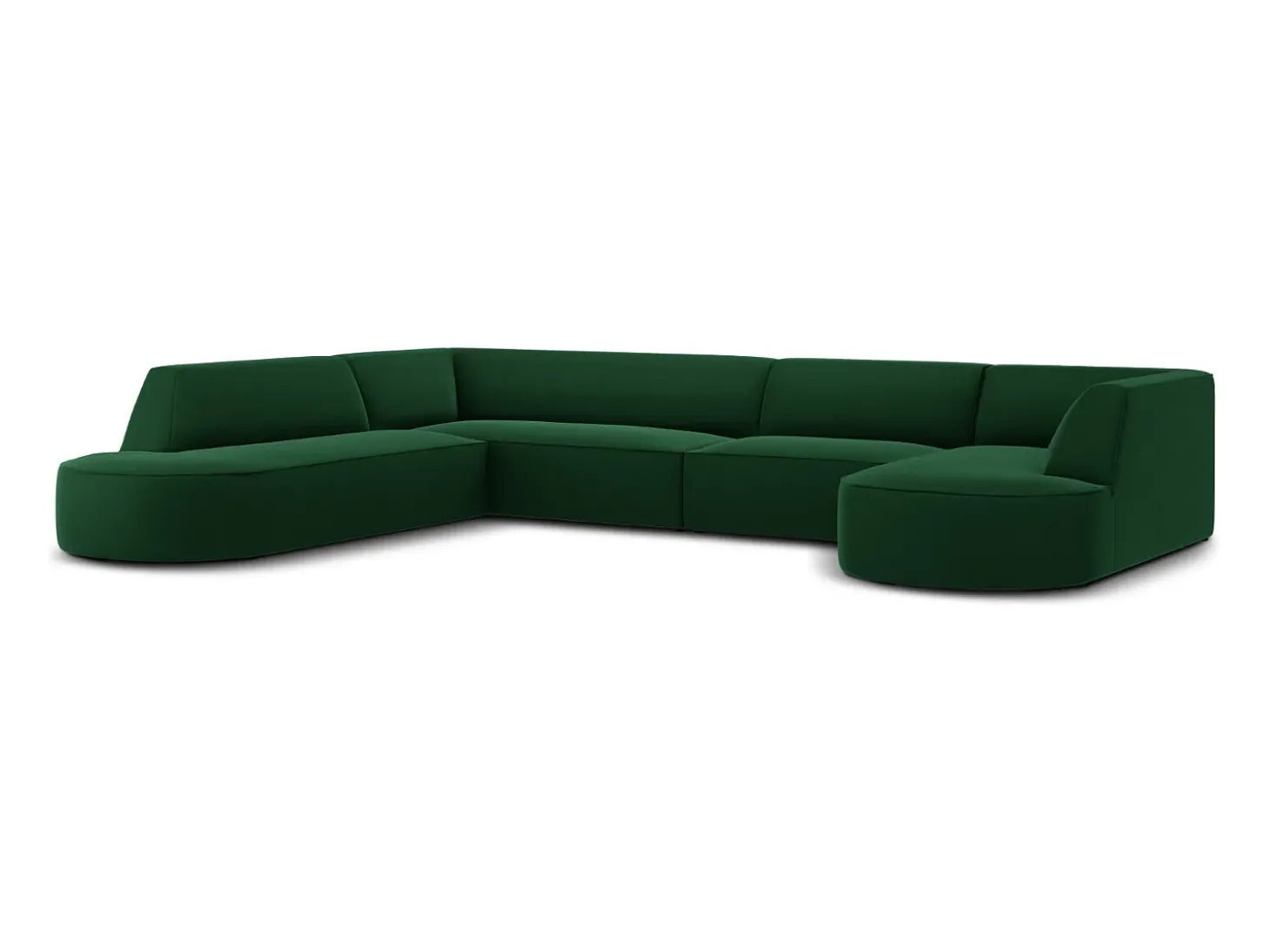 CXL by Christian Lacroix - Sofá de canto panorâmico à esquerda "Charles" 7 lugares em veludo verde - 366x273x69cm