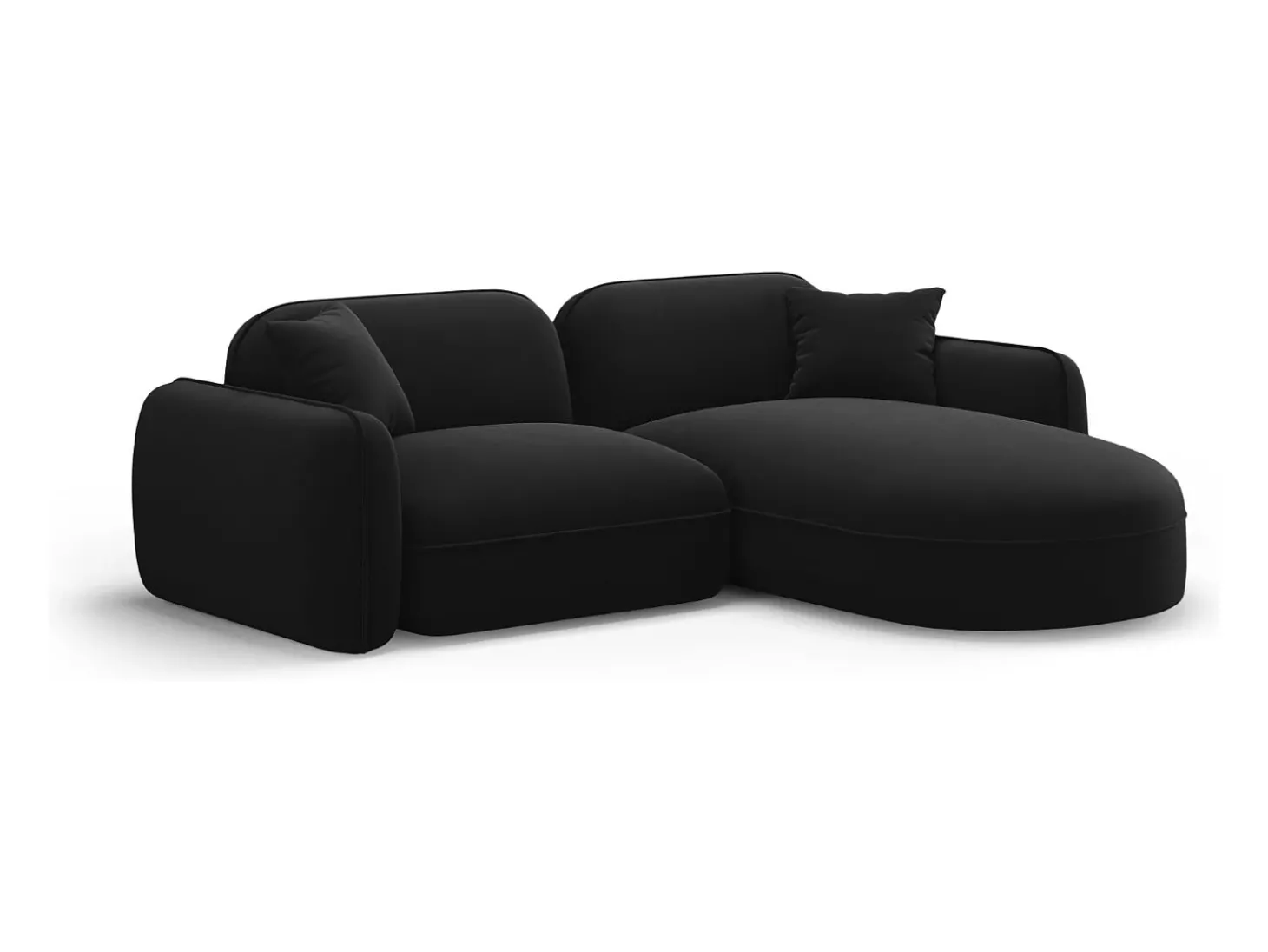 CXL by Christian Lacroix - Sofá modular de canto direito "Lucien" 3 lugares em veludo preto - 230x165x70cm