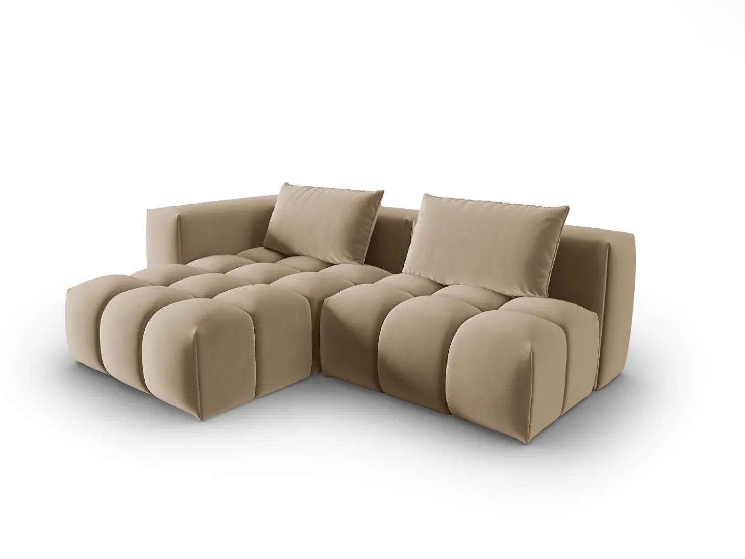 CXL by Christian Lacroix - Sofá modular de canto esquerdo "Lorella" 3 lugares em veludo areia - 205x145x70cm