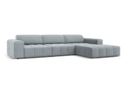 CXL by Christian Lacroix - Sofá de canto direito "Luc" 4 lugares em veludo azul claro - 284x166x70cm