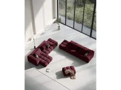 CXL by Christian Lacroix - Sofá modular virado para a esquerda "Lorella" 3 lugares em tecido estrutural bordeaux - 265x85x70cm