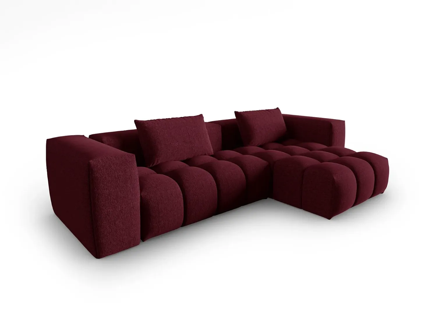CXL by Christian Lacroix - Sofá modular de canto direito "Lorella" 3 lugares em tecido estrutural bordeaux - 260x145x70cm