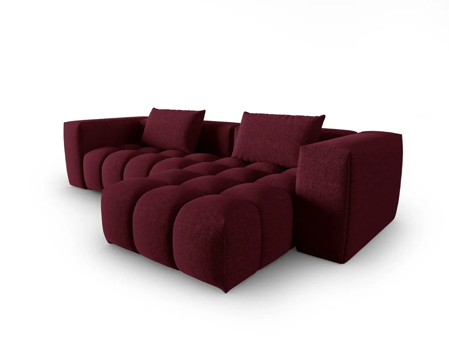 CXL by Christian Lacroix - Sofá modular de canto direito "Lorella" 3 lugares em tecido estrutural bordeaux - 260x145x70cm