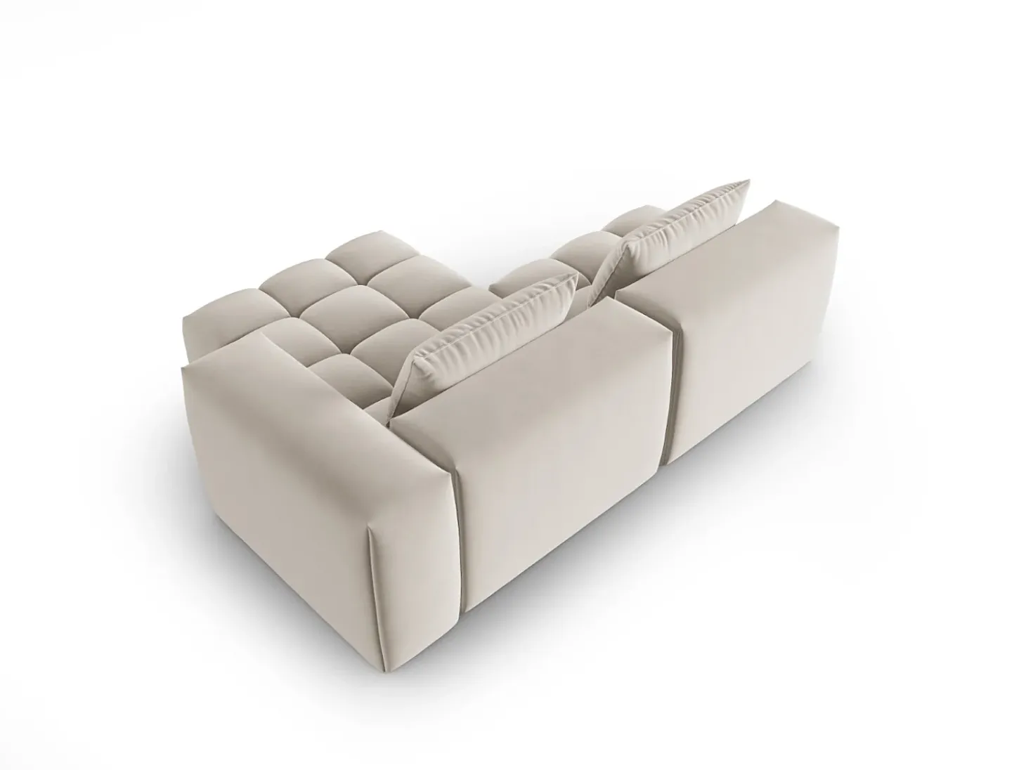 CXL by Christian Lacroix - Sofá modular de canto direito "Lorella" 3 lugares em veludo cru - 205x145x70cm